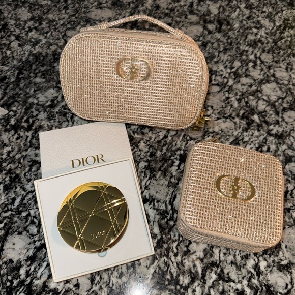 Dior Handbags - DIOR Cosmetic Bag, Jewelry Case & Mirror Set